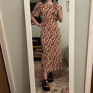 ASOS tall maxi flounce ribbed floral dress